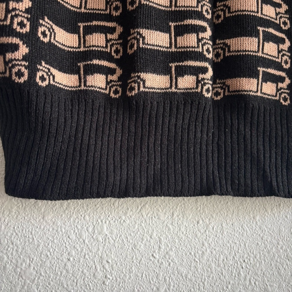 Vintage 60s-70s Bagatelle Made in England Black and Tan Truck Motif Novelty Vest - Picture 6 of 10